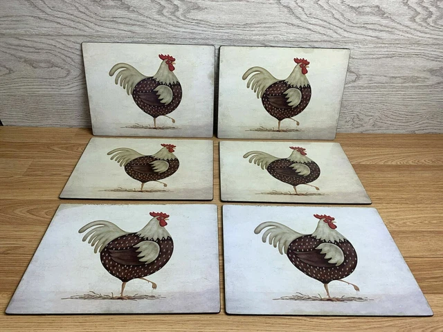 6 manteles de diseño de pollo con respaldo de corcho de 11"" x 8""