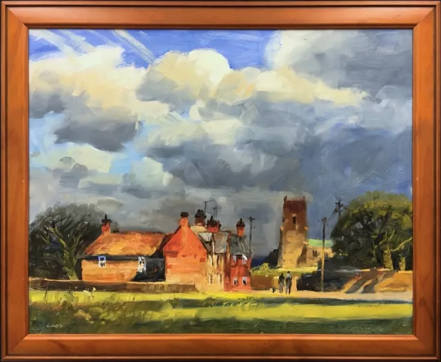 Large Late 20th Century English School Oil On Board Landscape Painting. Signed.