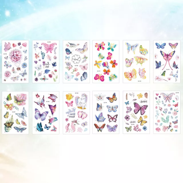 12 fogli tatuaggio farfalla set tatuaggi per bambini impermeabili adesivi