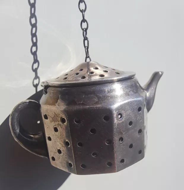 Old Amcraft Sterling Silver Attleboro Mass Figural Tea Pot Tea Diffuser Strainer