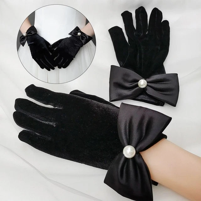Guanti corti perla eleganti guanti sposa damigella d'onore accessori velluto