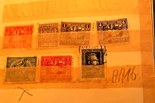 AA16) 7 sehr alte polnische Briefmarken gestempelt, ohne Prüfung!