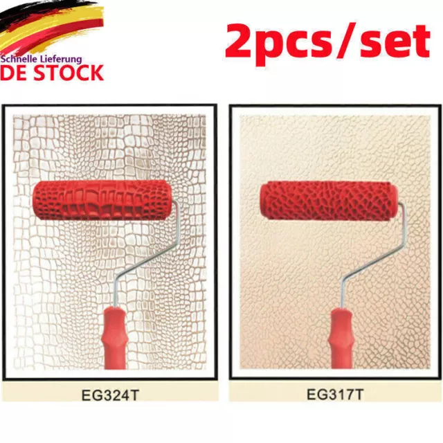 7-Zoll Set 2 stücke Prägung Krokodil Haut & Stein Muster Malerei Roller Pai J8N5