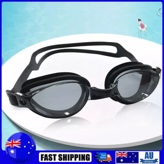 Anti-Fog Swimming Glasses Adjustable Buckle Safe for Water Sports (Black)