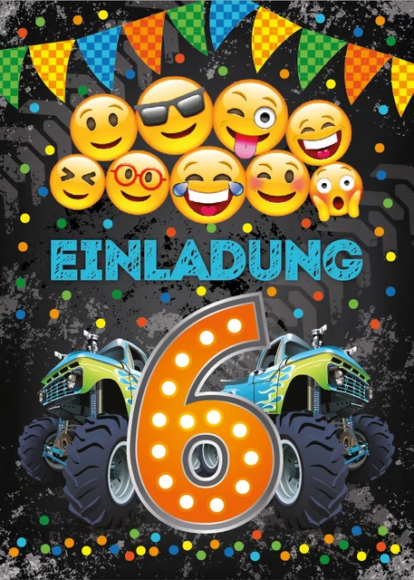 EINLADUNGSKARTEN EINLADUNGEN 6. Geburtstag sechste Kindergeburtstag
