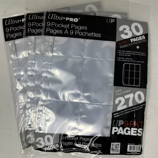 90 - Ultra PRO 9-Pocket Trading Card Binder Pages Standard 3-Ring Album Sheets