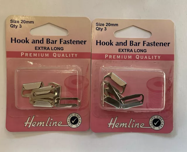 Hook & Bar Fastener Extra Long Nickel 20mm 2 Pack x Set Of 3