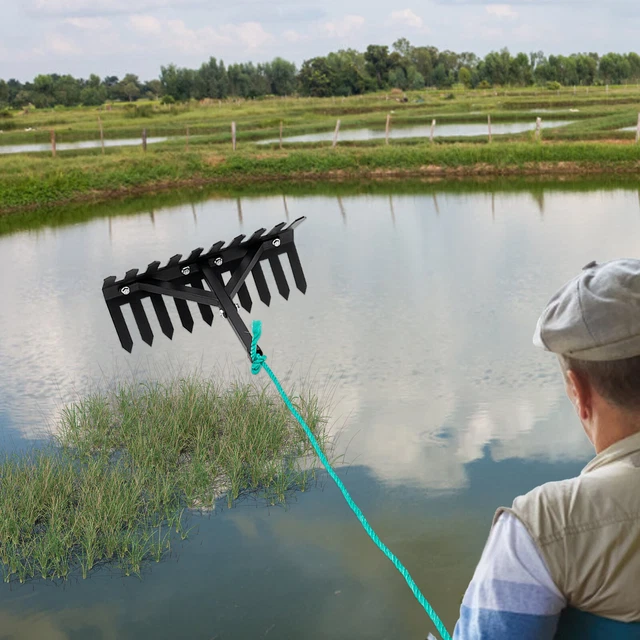 LAKE / POND WEED RAKE 16inch DOUBLE SIDED + 20 Metres ROPE. AQUATIC ...