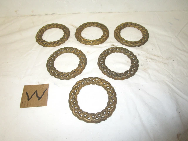Lot of 6 vintage large twisted ropelike cast iron decorative rings