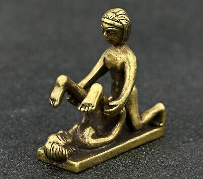 Brass Sex Position Figure Statue Sexual Lover Amulet Charm Craft 3.5*3.5cm