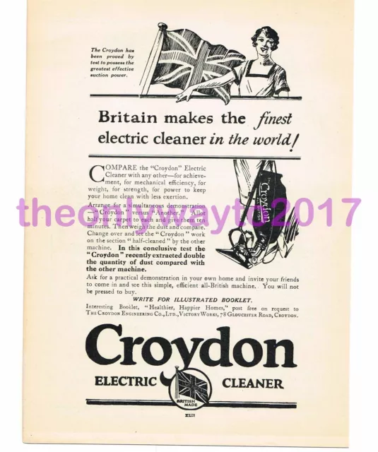 Croydon Electric Cleaner Advert, Book Illustration, 1926