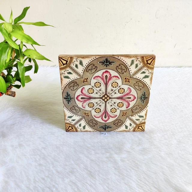 1940s Vintage Beautiful Floral Architecture Furniture Tile Decorative TL8