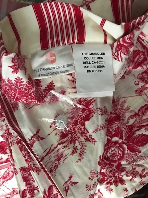 The Chandler Collection Cotton Toile Duvet Cover (Full/Queen) Creamy White & Red