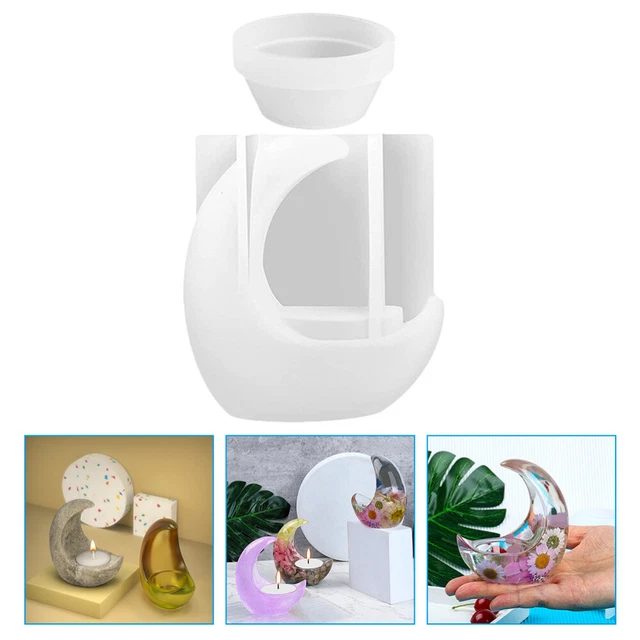 1 Set Kristall Epoxy Mond Förmigen Leuchter Kerze Tasse Kerze Halter, 3