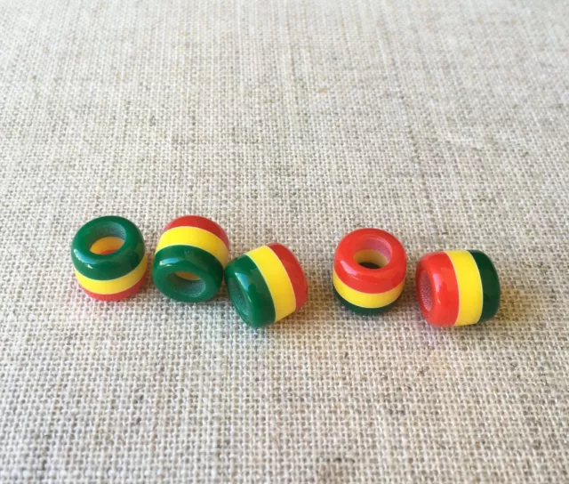 5 rasta colours/reggae 6mm Hole Dreadlock beads RLW627 5 rasta colours/reggae 6mm Hole Dreadlock beads RLW627