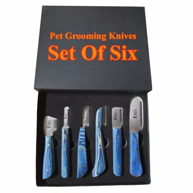 Pet Grooming Stripping Knifes For CAT, DOG Grooming Combs Right Hand Set of Six