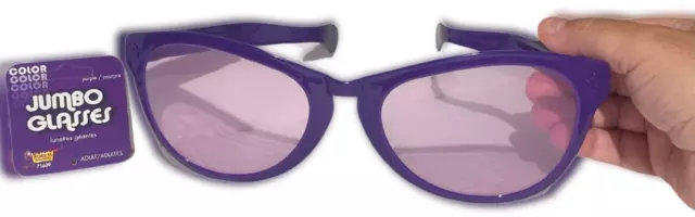 JUMBO PURPLE EYE FRAME GLASSES BIG Lenses Clown Nerd Funny Giant Joke Sunglasses