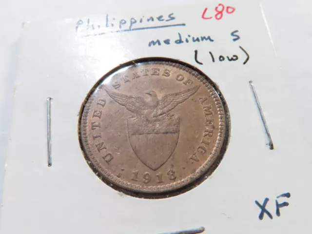 C80 Philippines 1918-Medium Low "S" Centavo XF