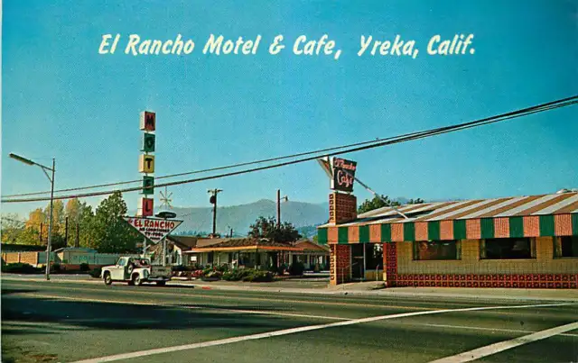 Postcard El Rancho Motel & Cafe, Yreka, California - circa 1960s