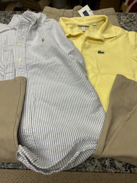 3 Piece Boys Outfit Lot Size 10 Pants Polo Lacoste Janie And Jack Nwt Euc