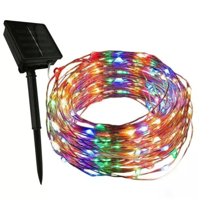 16.5ft 33ft Outdoor Solar Powered 50 100 LED Copper Wire Light String Xmas