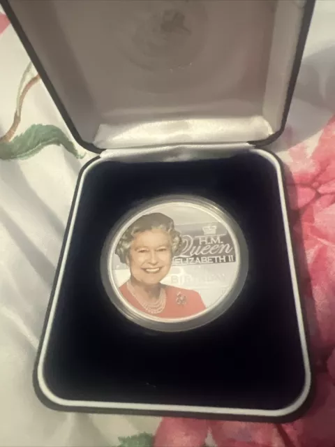 2006 Queen Elizabeth 80th Birthday 1oz 999 Coloured Silver- Perth Mint