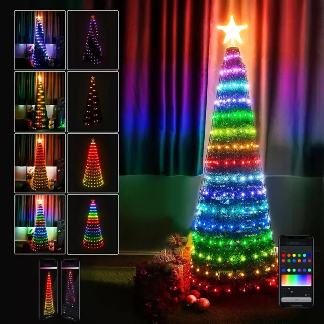 Albero di Natale 210 cm Cono Pieghevole 342 Led Smart Luminosi con App Control