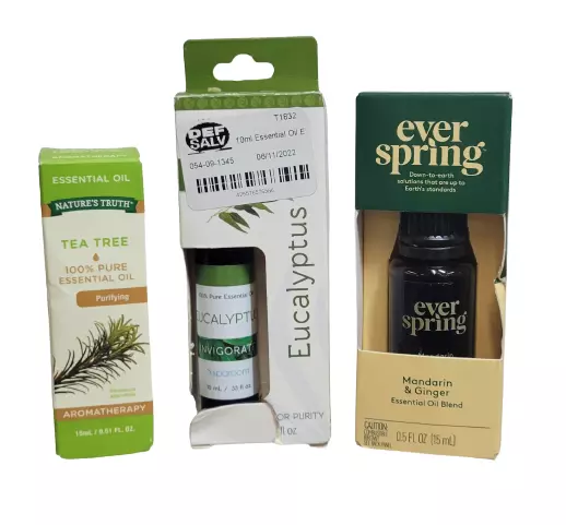 3 Bottle Essential Oil Pack Eucalyptus - Tea Tree - Mandarin & Ginger DMG PKGS