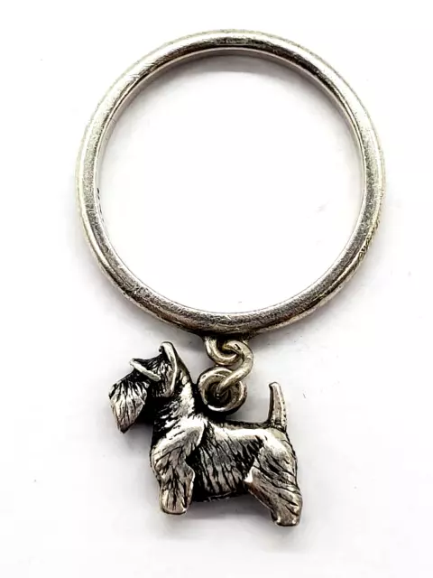 James Avery Scottish Terrier Silver Charm Ring 925 Silver 3.7g Sz 7  (EC3020583)