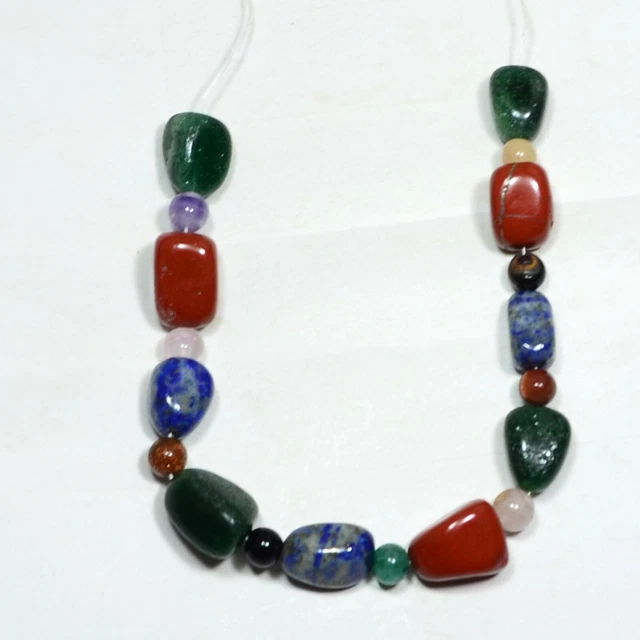 143.10Ct Natural Lapis, red jasper tumble & mix ball Gemstone beads 9 inch Line