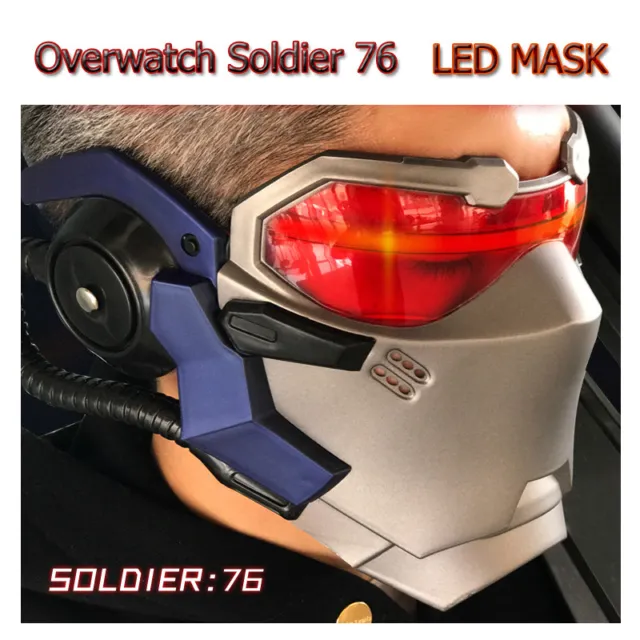 Overwatch OW Soldier 76 15 AIR VENTS LED Full Haed Helmet Halloween Cosplay Mask