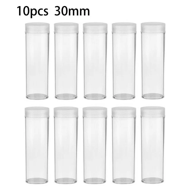 CLEAR PLASTIC COIN Holder Display Storage Tube Portable Container Box ...