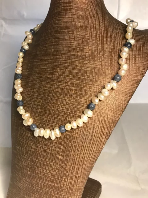 Einzigartige echte Korallen-Perlenkette blaue Koralle Selten ! 2