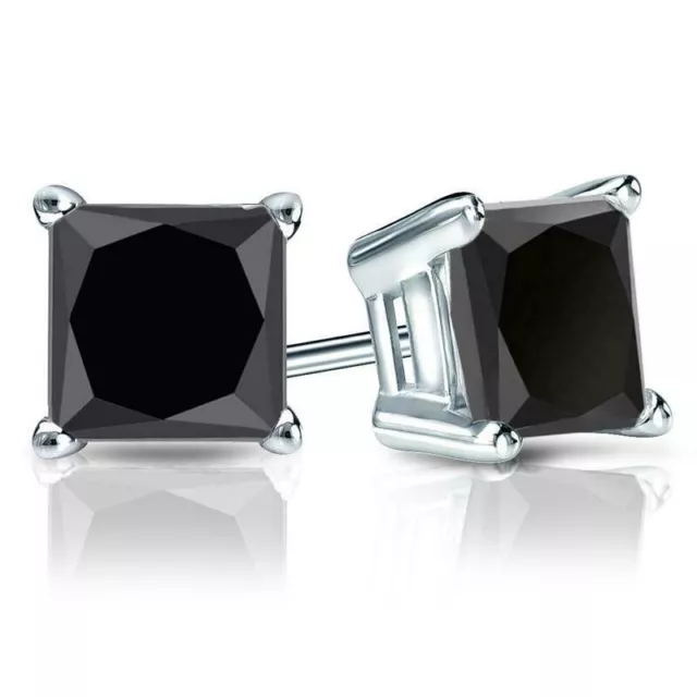4 CT Princesse Coupe Diamant Noir Clous Qualité AAA Certifié ! Noël Solde
