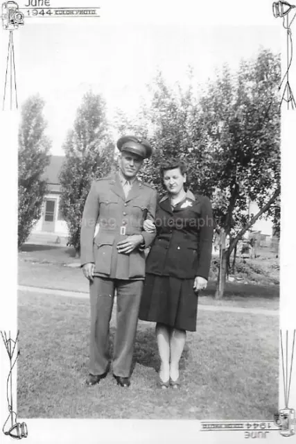 MID CENTURY MILITARY COUPLE Found Photograph B&W Original  Man Woman 24 50 u