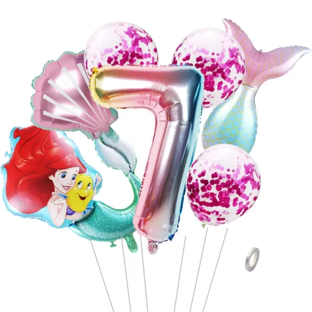 Set di decorazioni per feste di compleanno con sirena 2 anni Palloncini  colorati per ragazze con