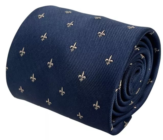 Frederick Thomas Designer Cravate Marine Bleu Foncé Avec Or Fleur de Lys ( Lis