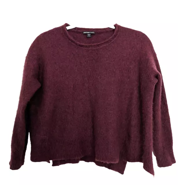 James Perse Cashmere Sweater Sz 1 Small Boxy Cropped Oversized Burgundy Pullover