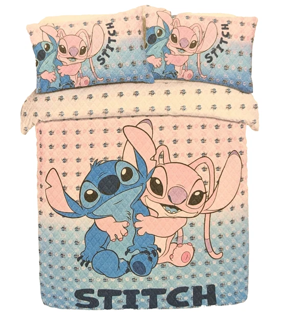 DISNEY STITCH & Angel 100 Cotton Reversible Duvet Cover Set Single