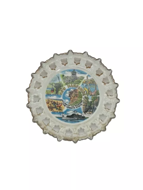 Vintage Reticulated New Hampshire Souvenir Wall Plate The Granite State