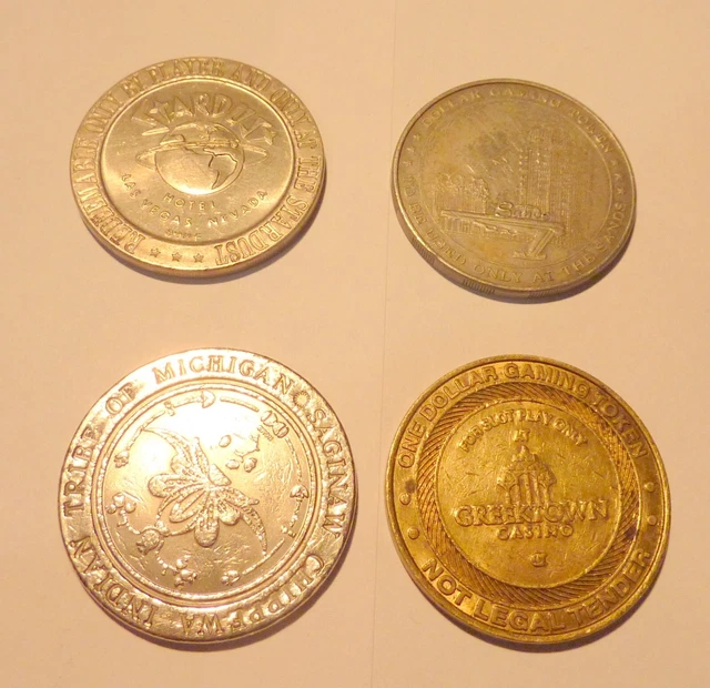 Vintage Lot Of (4) Casino Coins: Stardust, Soaring Eagle, Chippewa, Greek Town