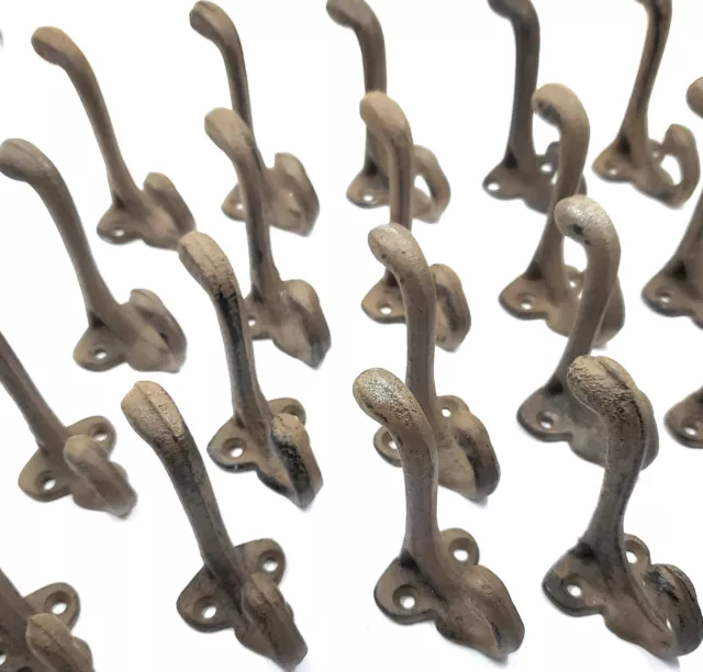 Cast Iron Coat Hat Wall Hooks Rustic School Farmhouse Home Decor Set of 25