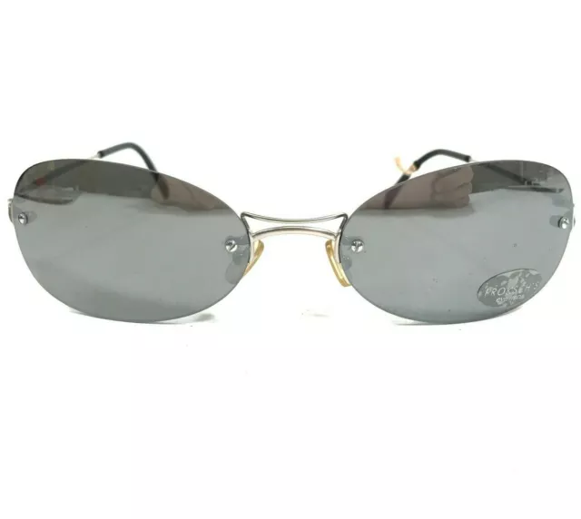 Proksch's Sunglasses M 44 8 Gray Round Cat Eye Wrap Wire Frames w Black Lenses