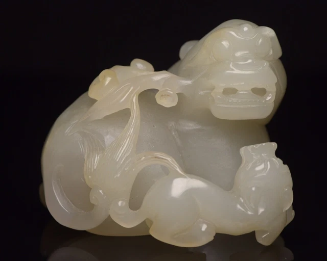 Chinese Exquisite Handmade Brave Troops carving Hetian Jade Statue