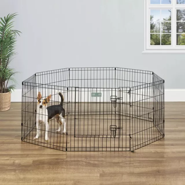 MidWest Homes For Pets Metal Black Exercise Pet Dog Playpen with Door, 24"H