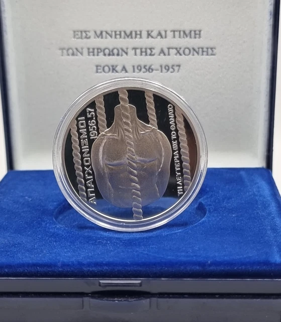 Cyprus Eoka 1955 - 1959 Hangings Silver Proof Coin In Original Box + Coa