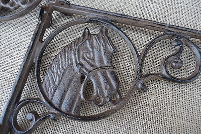 Set of 2 Cast Iron Metal Western HORSE BRACKETS  Pair of Corner Wall Shelf