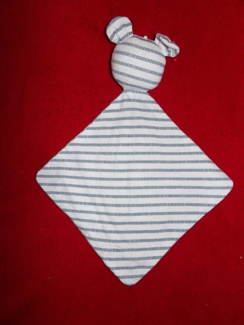 Doudou Plat OBAIBI OKAIDI Lapin Ours Losange Pointillés Verticaux Bleus Neuf
