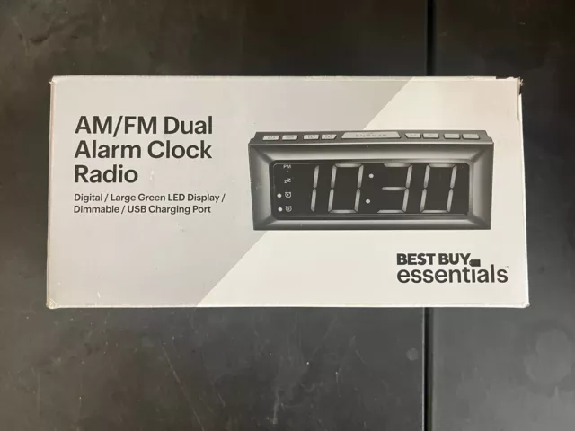 Best Buy Essentials BE-CLOPP3 Digital AM/FM Dual Alarm Clock - Black - Open  Box