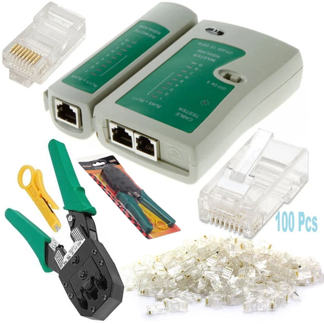 NETWORK RJ45 Cat5e Cat6 Cable Tester / Crimping Tool / 100x
